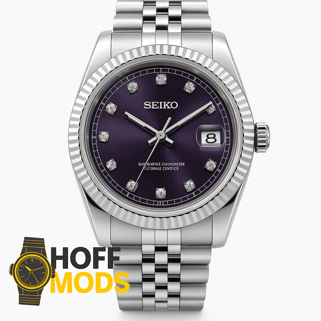 31mm Seikojust - purple stone