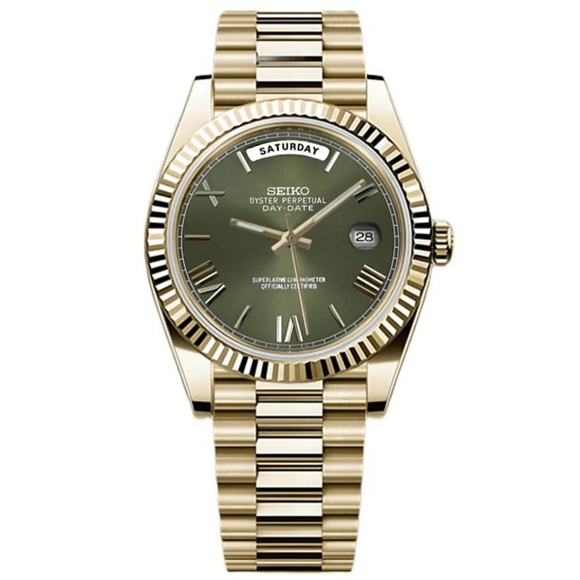 Seikojust Day Date - Gold olive