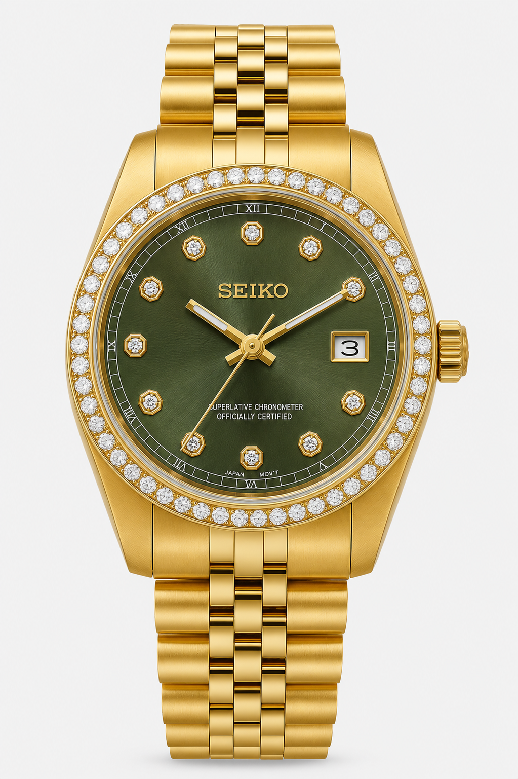 31mm Seikojust - gold green